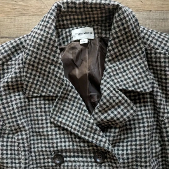 Studio Works Woman’s Plaid Print Blazer Jacket Size 18 Pockets Vintage - Picture 3 of 7